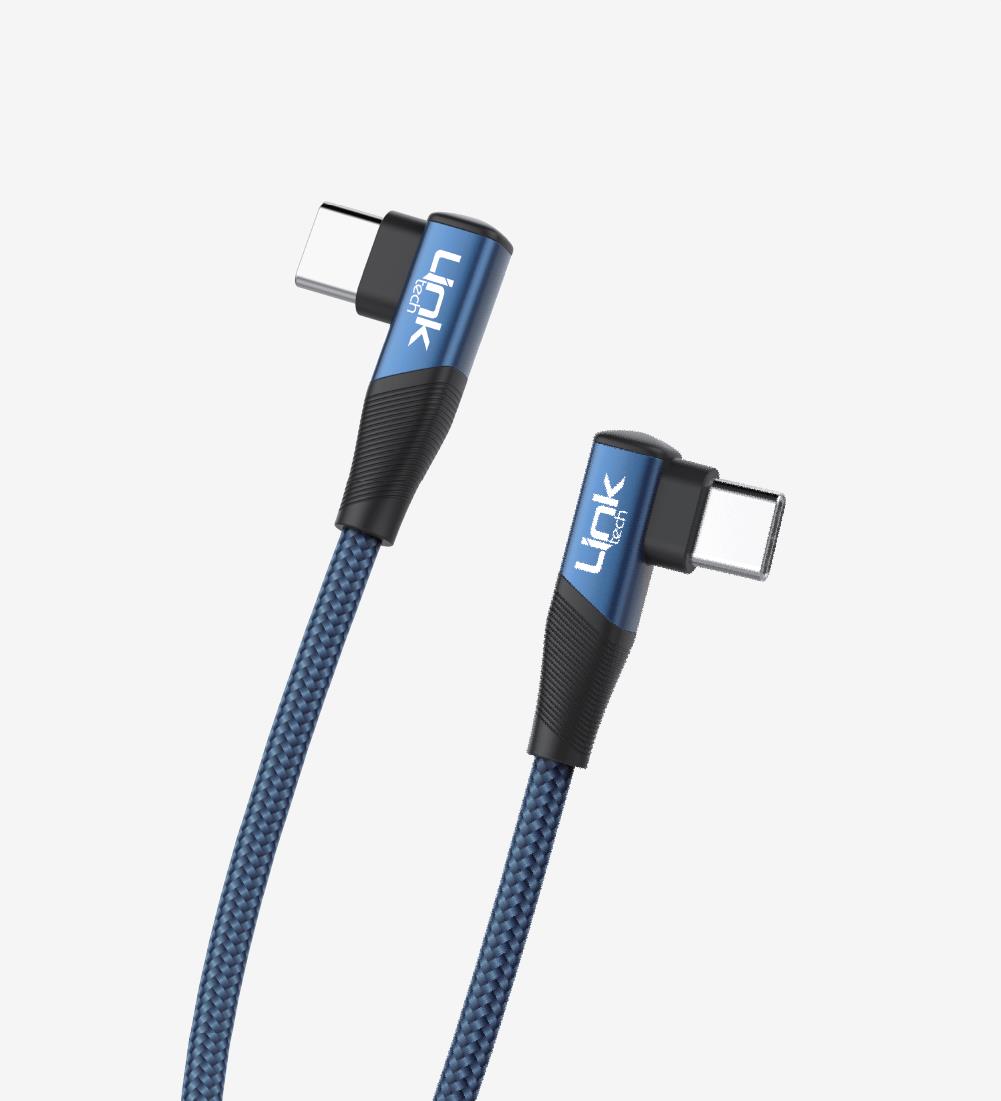 K595 Gaming 90° Derece Metalik Başlıklı 1500mm 3A 60W Örgülü Tip-C Tip-C Şarj Kablosu