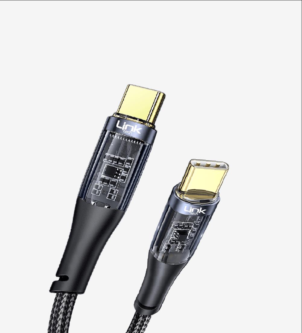 K670 Şeffaf 130cm 100W Tip-C → Tip-C Data Kablosu