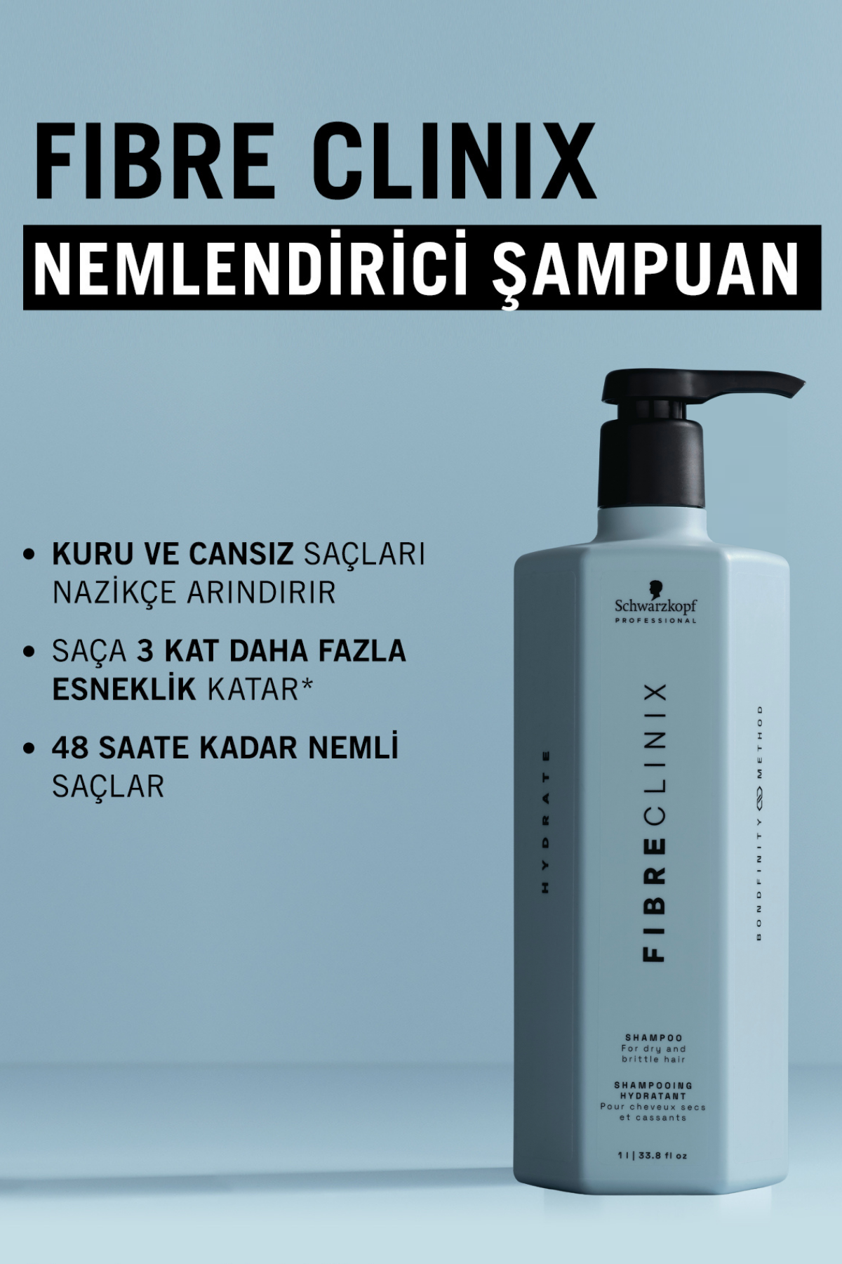 Fibre Clinix Kuru ve Kırılgan Saçlar İçin Nemlendirici Şampuan 1000ml