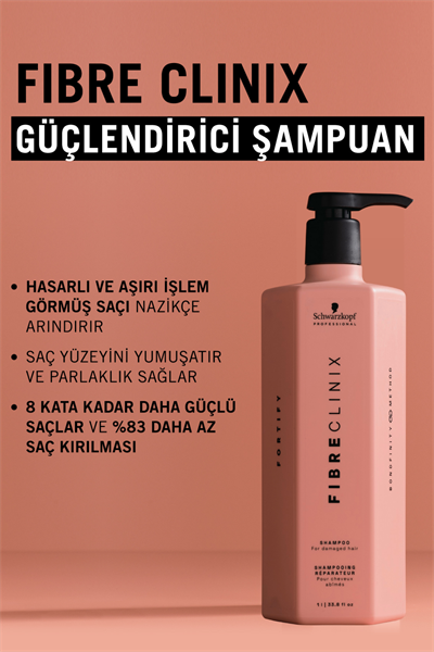 Fibre Clinix Yıpranmış ve İşlem Görmüş Saçlar İçin Güçlendirici Şampuan 1000ml