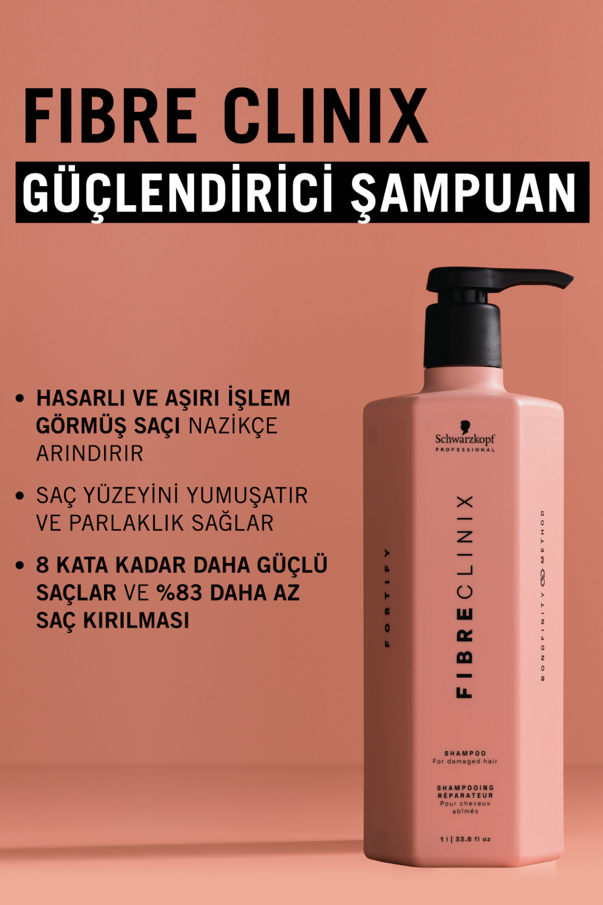 Fibre Clinix Yıpranmış ve İşlem Görmüş Saçlar İçin Güçlendirici Şampuan 1000ml