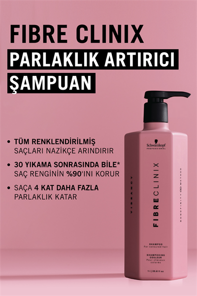 Fibre Clinix Renklendirilmiş Saçlar İçin Parlaklık Veren Şampuan 1000ml