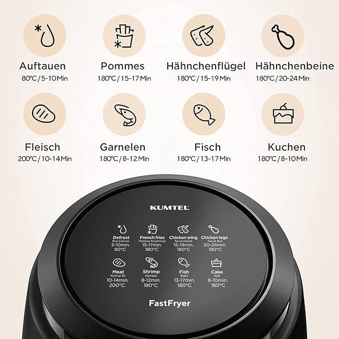 Kumtel Air Fryer Yağsız Fritöz HAF-01, Siyah