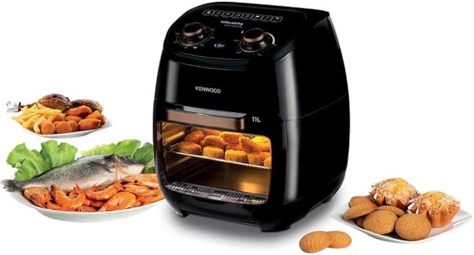 OUTLET kenwood HFP90.000BK 11 lt Kapasiteli 2000 Watt Air Fryer + Fırın, Siyah