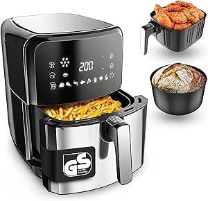VANDENBERG Airfryer - 5.5 Litre Hacim - 12 Program Airfritöz - 1700 W - Yağsız - Ekmek & Kızartma Sepeti - Yapışmaz Kaplama Sistemi, Dokunmatik Ekran