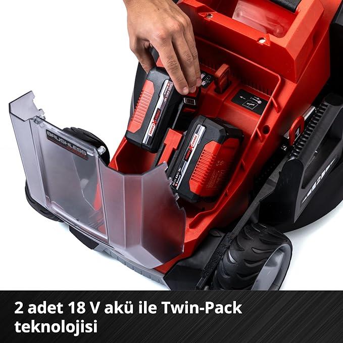 Einhell Akülü Çim Biçme Makinesi GE-CM 36/36 Li Kit Power X-Change (36 V, 36 cm kesme genişliği, kömürsüz, 40L hazne, 25-75 mm kesme yüksekliği, 2x 4,0 Ah akü + 2x şarj cihazı dahildir) - 3413230
