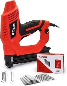 KOBB KBZ90 15-25mm Zımba ve 15-32mm Profesyonel Çivi Çakma Makinesi + 3000 adet Yedek Zımba ve Çivi, Kırmızı/Siyah