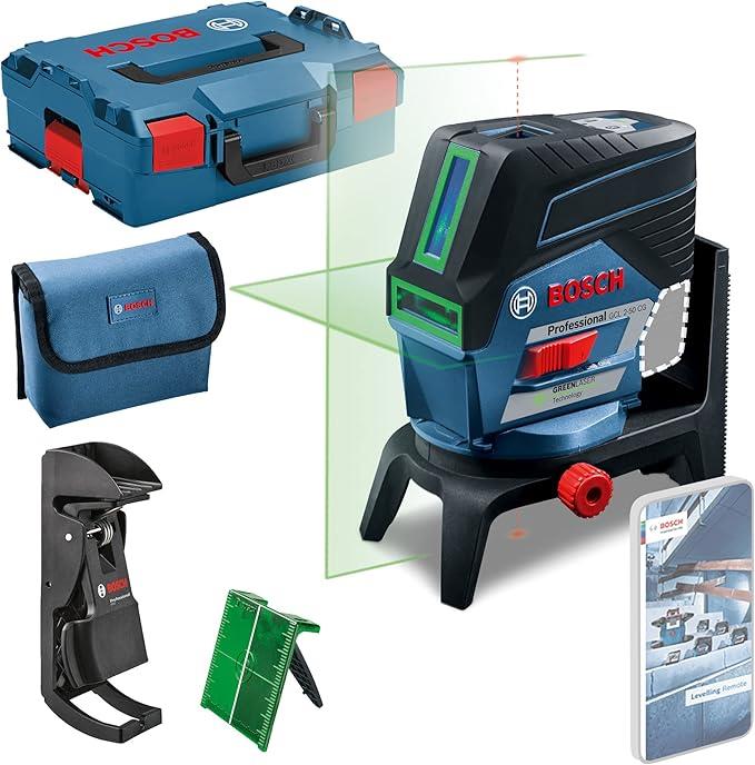 Bosch Professional GCL 2-50 CG Çizgi Lazer(20m Çalışma Alanı [Alıcı ile 50 m], SOLO [Akü, şarj cihazı dahil değildir], IP 54 Toza Karşı Koruma Sistemi, Yeşil Lazer, RM2 Tutucu, L-Boxx 136)