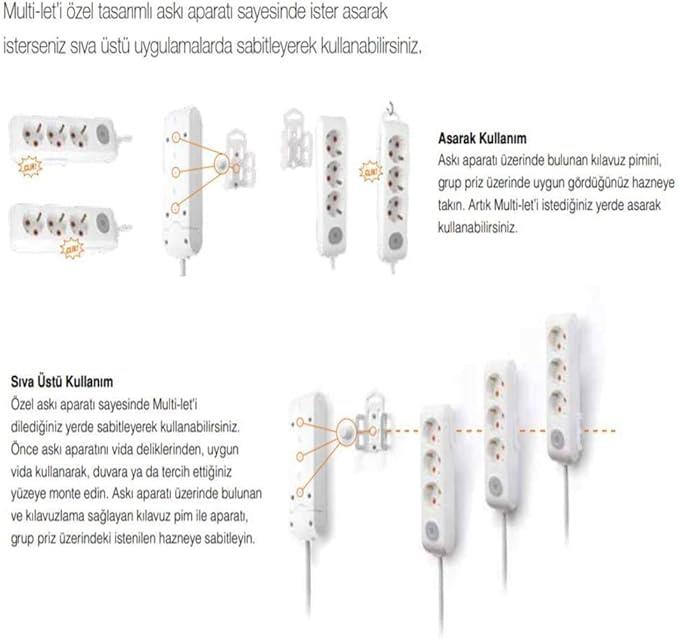 OUTLET Viko Multi-Let 6lı Anahtar-Toprak Klemen Ç.K Siyah Priz