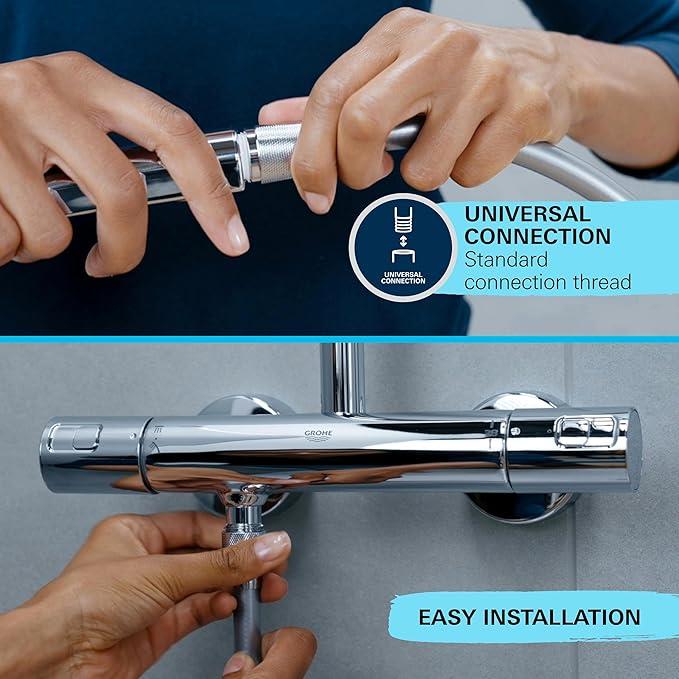 GROHE Vitalio Start 110 El Duşu, 1 Akışlı Yağmur Duşu, 110mm Yuvarlak Duş Başlığı, Kireç Önleyici Sistem, Krom, 27940001