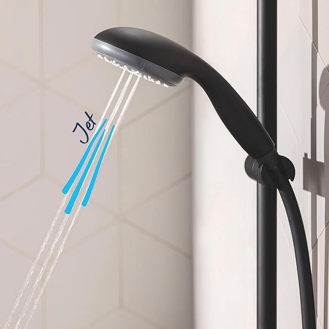 GROHE Vitalio Start 100 QuickFix El Duşu 2 Akışlı (Yağmur ve Jet) Kireç Önleyici Sistem, Banyo-Duş Başlığı, Mat Siyah, 279462430