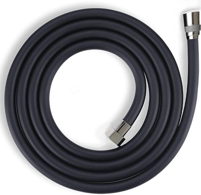 NEROLIA Matte Black Lüks Duş Seti - 3 Farklı Püskürtmeli Full Mat Siyah Kaplama El Duşu + 150 cm Siyah PVC Duş Spirali - Paslanmaz, Kopmaz, Kırılmaz Çelik Bağlantılı PVC Duş Hortumu (2li Set)