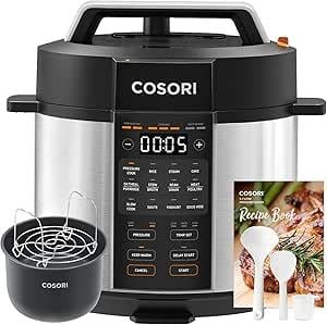 OUTLET COSORI Düdüklü Tencere, 9u 1 Arada, 14 Fonksiyonlu Çoklu Pişirici, 5,7 L Düdüklü Tencere, Yavaş Pişirici ve Sous Vide, Sote Tavası, Paslanmaz Çelik