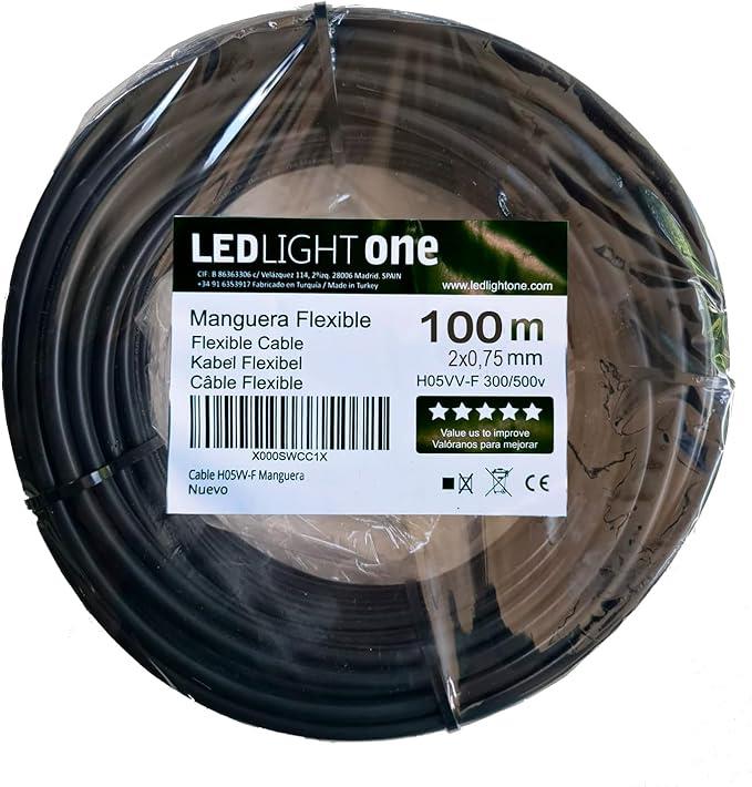 Kablo H05VV-F 2 x 0,75 mm 100 m hortum (Siyah)