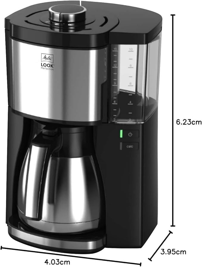 OUTLET Melitta Look V Perfection Filtre Kahve Makinesi - Termos - Zamanlayıcı Fonksiyonlu - Damlama Durdurucu - 10 Fincan - Siyah (1025-16)