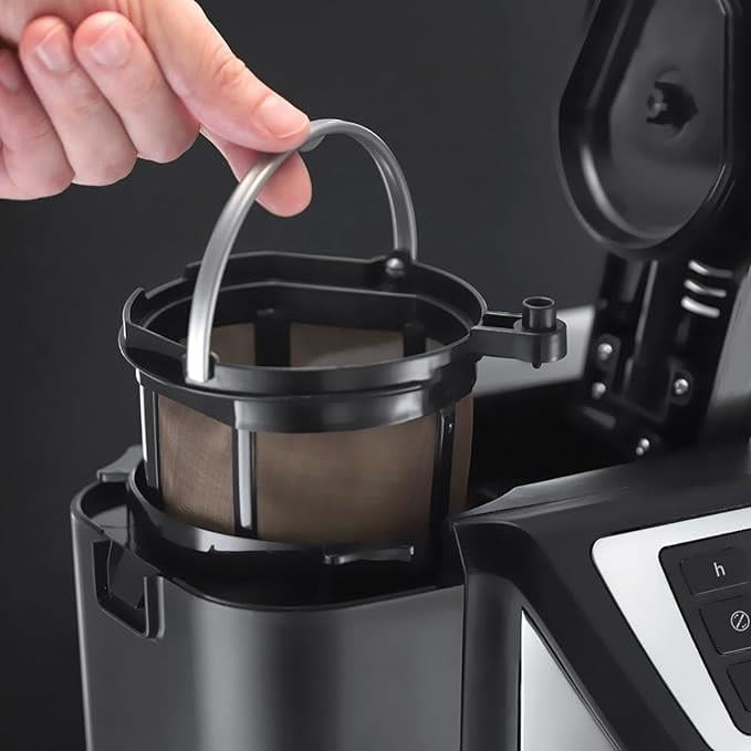 OUTLET Russell Hobbs Öğütücülü kahve makinesi [dijital zamanlayıcı, optimum ekstraksiyon ve aroma için duş başlığı] Zafer (maksimum 12 bardak, 1.5l cam sürahi, öğütme ayarı) filtre kahve makinesi siya