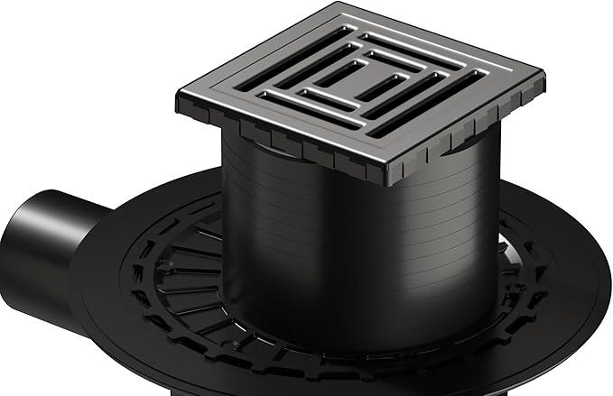 OUTLET VitrA V-Flow Kare 5607314 Yalıtımlı Duş Kanalı, Yandan Çıkışlı, 10x10 cm, DK 800 Kapak, Mat Krom