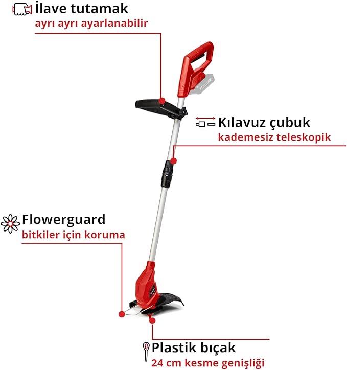 Einhell Akülü Kenar Kesme GC-CT 18/24 Li – Solo Power X-Change (18 V, Li-ion, 24 cm kesme genişliği, ayarlanabilir teleskopik gidon, 20 adet plastik bıçak, Flowerguard, akü dahil değildir) - 3411123