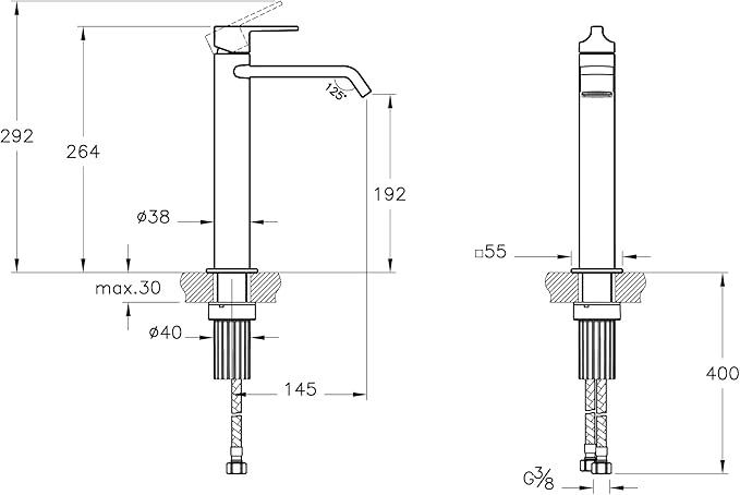 VitrA Suit A42814 Çanak Lavabo Bataryası, Üstten Kumandalı, Krom