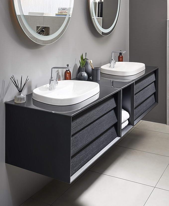 OUTLET VitrA Frame 5696B403-0041 Tezgah Üstü TV Lavabo, Armatür Bantlı, VitrA Clean, 57 cm, Beyaz