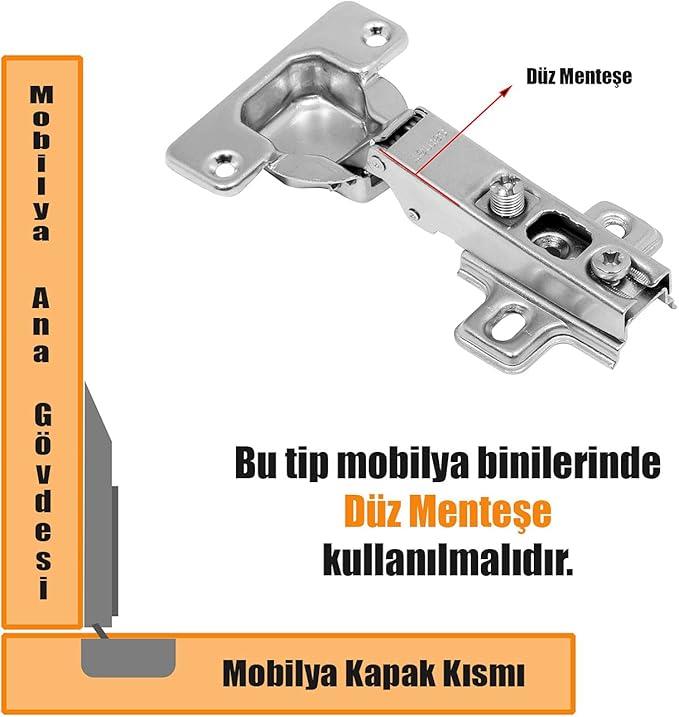 Samet 1 ÇİFT Star Mobilya Dolap Kapak Menteşesi Düz Tas Menteşe
