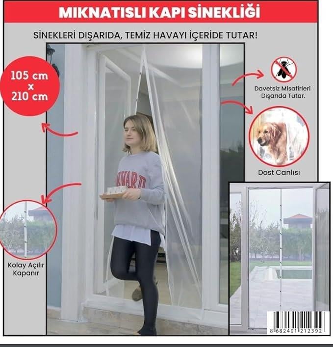 Mia Luas Mıknatıslı Kapı Sinekliği, Sinek Böcek Tutucu, Beyaz Tül Sineklik, Sivrisinek Ağı, Balkon Kapısı, Sürgülü Kapı, Teras Kapısı İçin Mıknatıslı Perde 105 CM