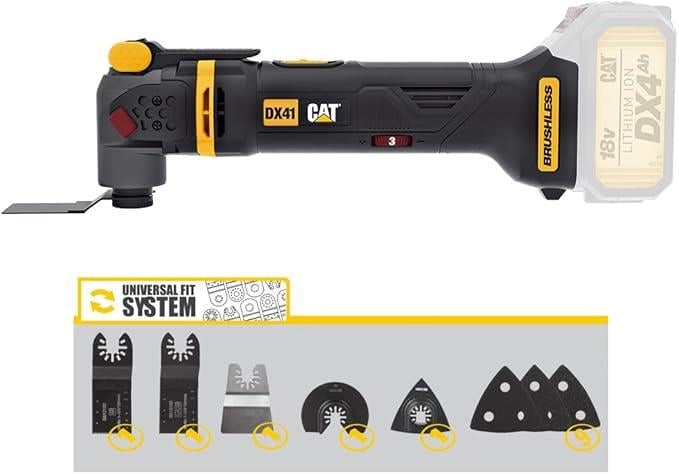CAT DX41B 18Volt Kömürsüz Profesyonel Çok Amaçlı Devir Ayarlı Raspalama+14 Adet Aksesuar (Akü Dahil Değildir)