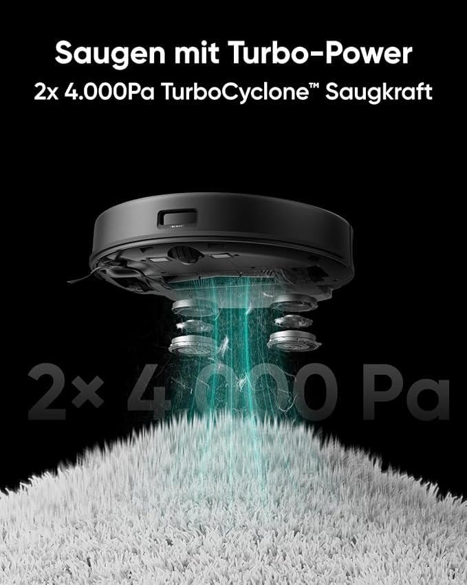 Eufy Clean X8 Pro Paspas Fonksiyonlu Robot Süpürge, Twin Turbine™ 2× 4.000Pa Emiş Gücü, Aktif Dolaşık Açıcı Fırça ve Halılardaki Evcil Hayvan Tüylerinin Derinlemesine Temizlenmesi için iPath™ L