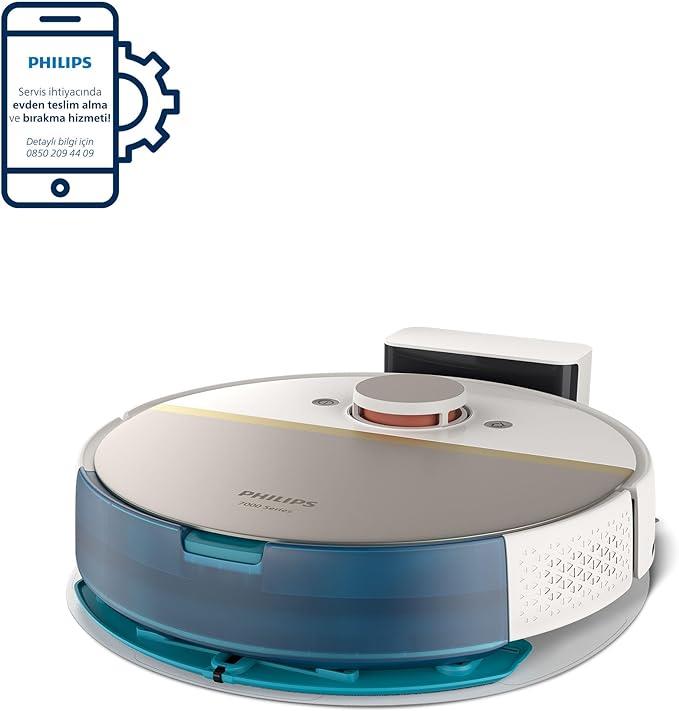 OUTLET Philips XU7000/02 HomeRun 7000 Serisi Aqua Islak ve Kuru Temizlik Robotu, Güçlü 5200 mAh Li-Ion Pil,5000 Pa Emiş Gücü, 360 Lazer Navigasyon, EPA11 Filtre