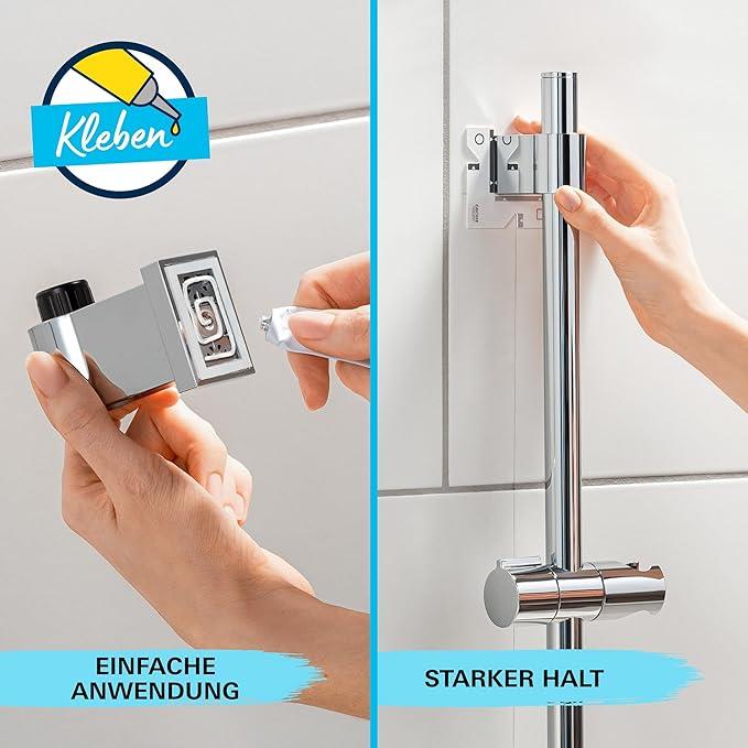 GROHE Vitalio Start 110 Sürgülü Duş Seti Sabunluklu, 110mm Yuvarlak 2 Akışlı El Duşu, 600mm Sürgülü Ray, 1750mm Duş Hortumu, Duş Başlığı Seti, Krom, 26952001