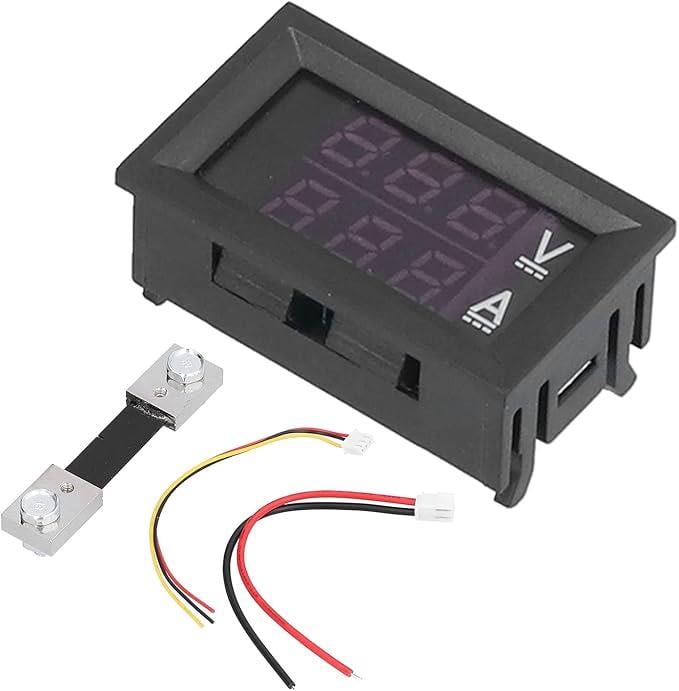 Volt Ampermetre, 10 A DC4,5 V 100 Va kadar Dijital Voltmetre Ampermetre Panel Mavi ve Kırmızı Çift LED Gösterge Alanı Bağlantı Kablolu 2 Tel Gerilim Amper Test Cihazı Ev için (100 A Kırmızı Mavi + Sh