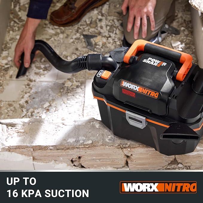 WORX WX031.9 20Volt 200W/16Kpa Li-ion Kömürsüz Flexi Esnek Hortumlu Profesyonel Şarjlı Islak/Kuru Süpürge & Üfleme (Akü Dahil Değildir)