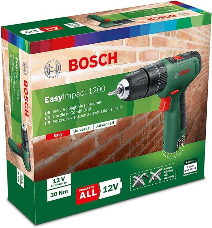 Bosch Akülü Darbeli Vidalama EasyImpact 1200 (Akü vee Şarj Cihazı Dahil Değildir, 12 Volt Akü Sistemi, Karton Kutuda)