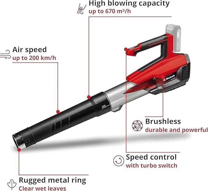 Einhell Akülü Yaprak Üfleme GP-LB 18/200 Li GK-Solo Power X-Change (Li-Ion, 18V, 670 m³/h Üfleme Gücü, Oluk Temizleme Seti) - 3433550