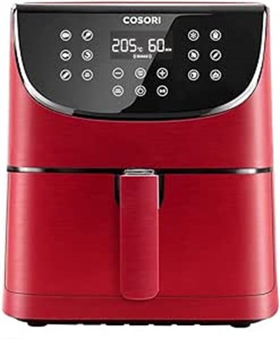 AirfryerCOSORI Airfryer, 1700W Max XXL 5,5 L Dijital Dokunmatik Hava Fritözleri, 100 Tarif Yemek Kitabı ve 11 önceden Ayarlanmış Fırın, Yağsız Sıcak Brülör, Yapışmaz Sepet, BPA ve PFOA içermez, Kırmızı