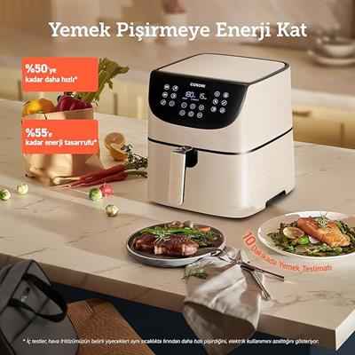COSORI AİRFRYER, 1700W MAX XXL 5,5 L DİJİTAL DOKUNMATİK HAVA FRİTÖZLERİ, 100 TARİF YEMEK KİTABI VE 11 ÖNCEDEN AYARLANMIŞ FIRIN, YAĞSIZ SICAK BRÜLÖR, YAPIŞMAZ SEPET, BPA VE PFOA İÇERMEZ, BEYAZ