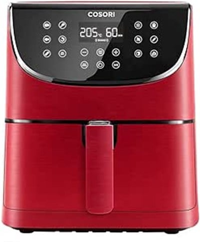 AirfryerCOSORI Airfryer, 1700W Max XXL 5,5 L Dijital Dokunmatik Hava Fritözleri, 100 Tarif Yemek Kitabı ve 11 önceden Ayarlanmış Fırın, Yağsız Sıcak Brülör, Yapışmaz Sepet, BPA ve PFOA içermez, Kırmızı