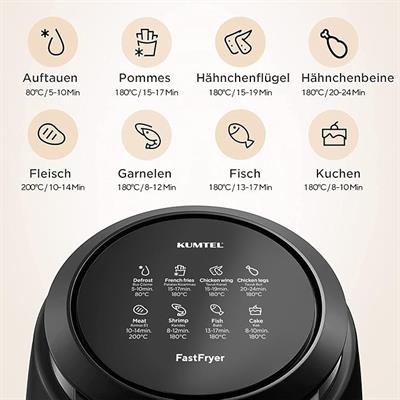 Kumtel Air Fryer Yağsız Fritöz HAF-01, Siyah