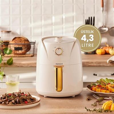 OUTLET Homend Airfryday 2504H 8 Farklı Programlı, 4,3 Litre Airfryer Krem