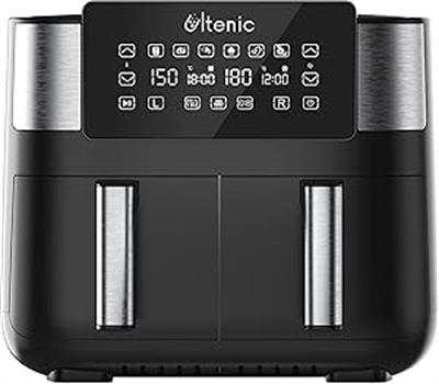 Ultenic K20 Airfryer, Çift Bölmeli Fritöz, 8 Litre XXL, 2850 W, Siyah