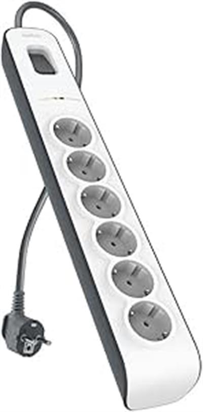 Belkin Surge Plus Priz (Dalgalanma Koruyucu 2.4A, 2m Kablo), Beyaz / Gri