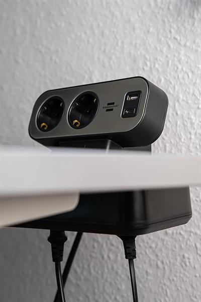 Brennenstuhl Estilo Duplex Serisi 9 Soketli Typ-C ve USB Li 19.500 Amper Akım Korumalı 2 Metre Kablolu Masa Üstü Priz