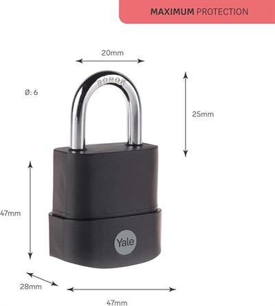OUTLET Yale Y227B/45/122/1 - 45mm Protector Zor Hava Şartlarına Dayanıklı Asma Kilit - Maksimum Koruma -Boron Halka - Çift Kilitleme - 3 Anahtar