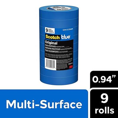 Scotch Ressam Bandı Orijinal Çok Yüzeyli Ressam Bandı, 0,94 inç x 60 yard (toplam 540 metre), 2090, 9 Rulo
