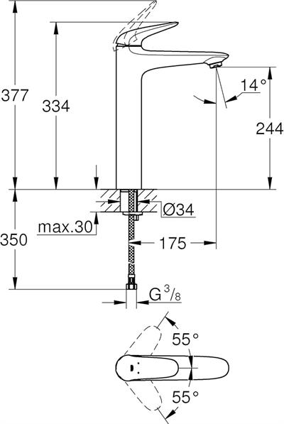 GROHE 33558003 Eurostyle Banyo Batarya