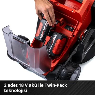 Einhell Akülü Çim Biçme Makinesi GE-CM 36/36 Li Kit Power X-Change (36 V, 36 cm kesme genişliği, kömürsüz, 40L hazne, 25-75 mm kesme yüksekliği, 2x 4,0 Ah akü + 2x şarj cihazı dahildir) - 3413230