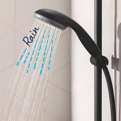 GROHE Vitalio Start 100 QuickFix Sürgülü Duş Seti 100mm 2 Akışlı El Duşu, 600mm Sürgülü Ray, 1750mm Duş Hortumu, Kireç Önleyici Sistem, Banyo-Duş Başlığı, Mat Siyah, 279482430