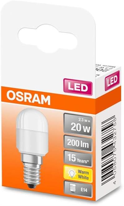 OUTLET LED lamba Special T26 buzdolabı için, E14 duylu, 2,30 W, 20 W ampul için yedek, ışıma açısı 160°, sıcak beyaz (2700K)