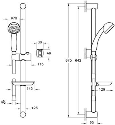 Artema Solo C Sürgülü El Duşu Takımı A45676, Krom, Aquaspray, Kireç Kırıcı, PVC Spiral