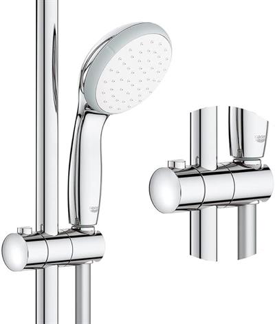 GROHE Precision Flow Termostatik Duş Bataryası ve Duş Seti, Su Tasarruflu, Kireç Önleyici Sistem, Duş Başlığı, Krom, 34841000